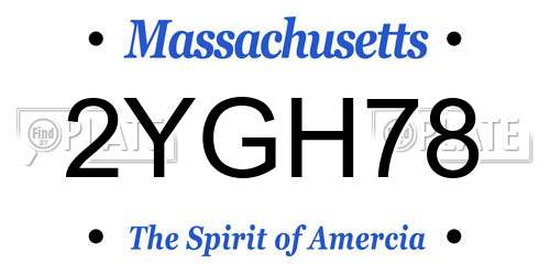 2YGH78 Massachusetts License Plate