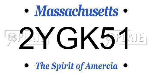 2YGK51 Massachusetts License Plate