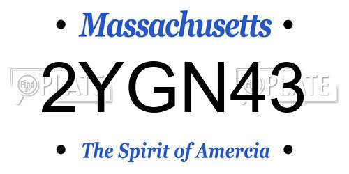 2YGN43 Massachusetts License Plate