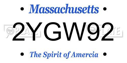 2YGW92 Massachusetts License Plate