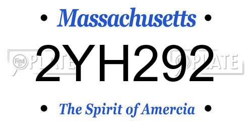 2YH292 Massachusetts License Plate