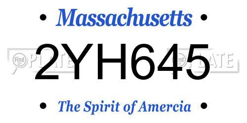 2YH645 Massachusetts License Plate