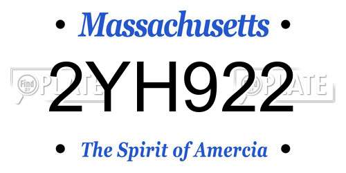 2YH922 Massachusetts License Plate