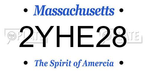 2YHE28 Massachusetts License Plate