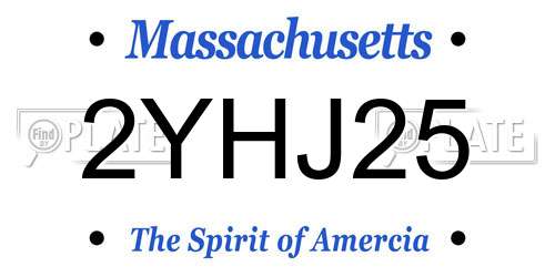 2YHJ25 Massachusetts License Plate