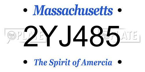 2YJ485 Massachusetts License Plate