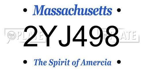 2YJ498 Massachusetts License Plate