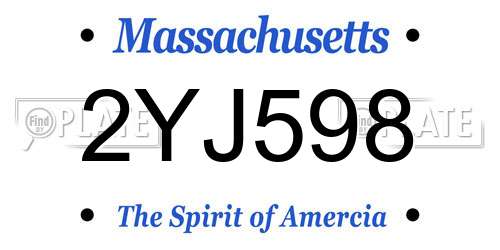 2YJ598 Massachusetts License Plate