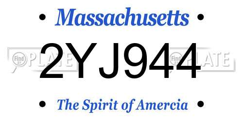 2YJ944 Massachusetts License Plate