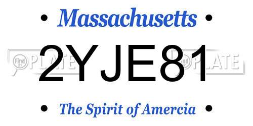 2YJE81 Massachusetts License Plate