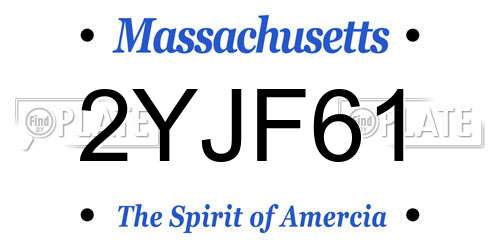 2YJF61 Massachusetts License Plate