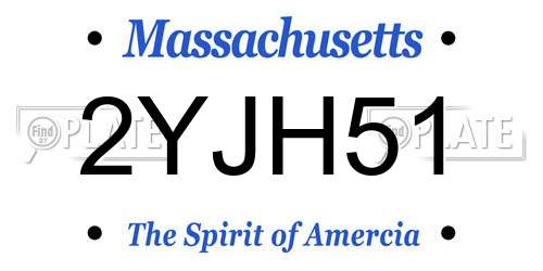 2YJH51 Massachusetts License Plate