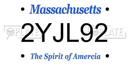 2YJL92 Massachusetts License Plate