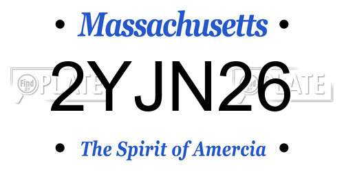 2YJN26 Massachusetts License Plate