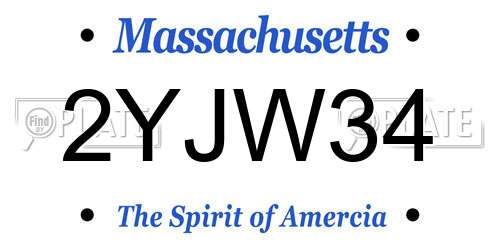 2YJW34 Massachusetts License Plate