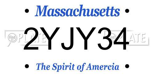 2YJY34 Massachusetts License Plate