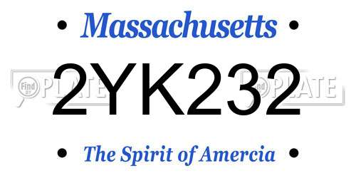 2YK232 Massachusetts License Plate