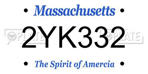 2YK332 Massachusetts License Plate