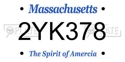 2YK378 Massachusetts License Plate