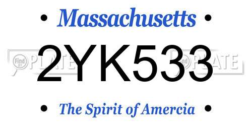 2YK533 Massachusetts License Plate