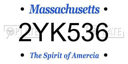 2YK536 Massachusetts License Plate