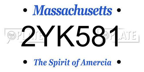 2YK581 Massachusetts License Plate