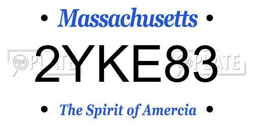 2YKE83 Massachusetts License Plate