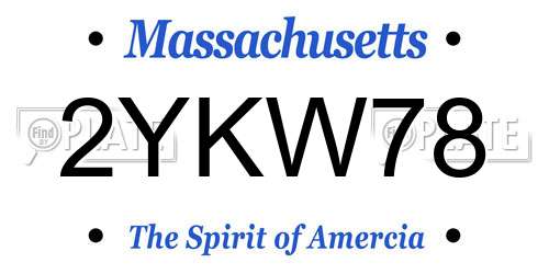 2YKW78 Massachusetts License Plate