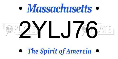 2YLJ76 Massachusetts License Plate