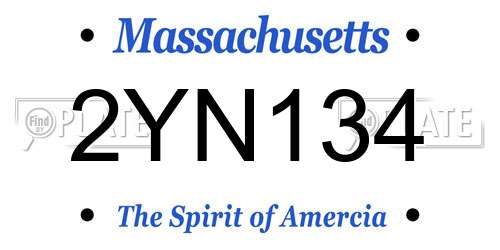 2YN134 Massachusetts License Plate