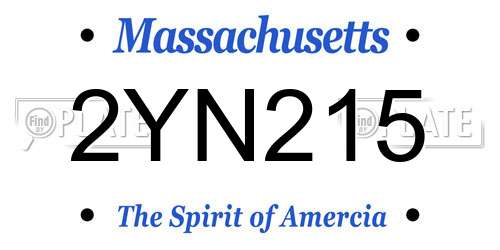 2YN215 Massachusetts License Plate