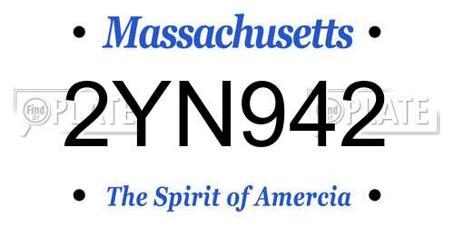 2YN942 Massachusetts License Plate