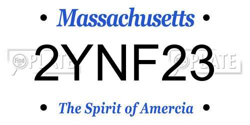 2YNF23 Massachusetts License Plate