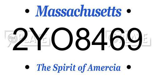 2YO8469 Massachusetts License Plate