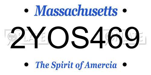 2YOS469 Massachusetts License Plate