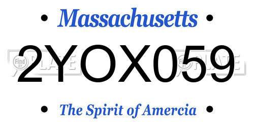 2YOX059 Massachusetts License Plate