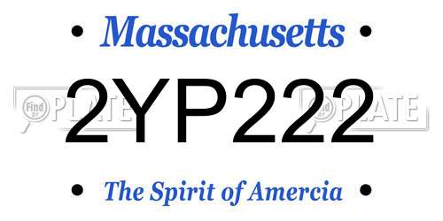 2YP222 Massachusetts License Plate