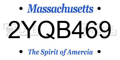 2YQB469 Massachusetts License Plate