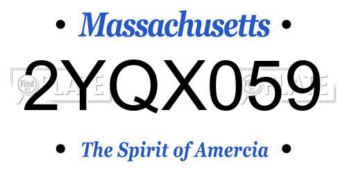 2YQX059 Massachusetts License Plate