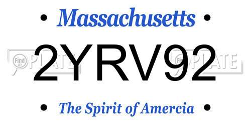 2YRV92 Massachusetts License Plate