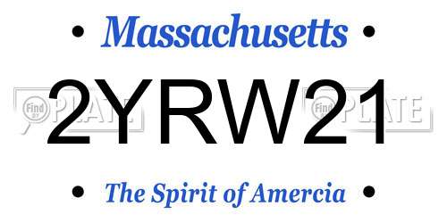 2YRW21 Massachusetts License Plate