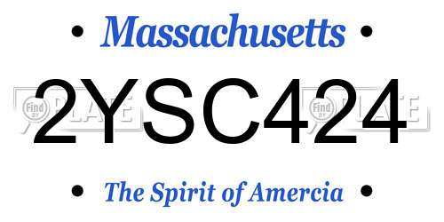 2YSC424 Massachusetts License Plate