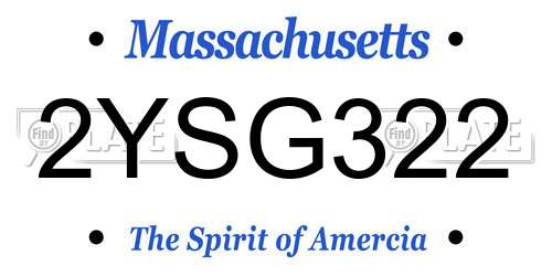 2YSG322 Massachusetts License Plate