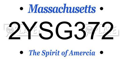 2YSG372 Massachusetts License Plate