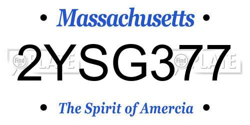 2YSG377 Massachusetts License Plate
