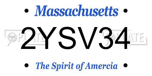 2YSV34 Massachusetts License Plate