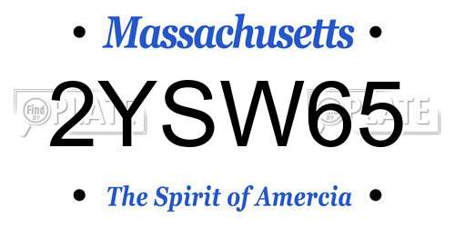 2YSW65 Massachusetts License Plate