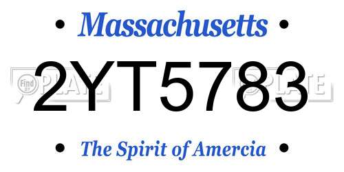 2YT5783 Massachusetts License Plate
