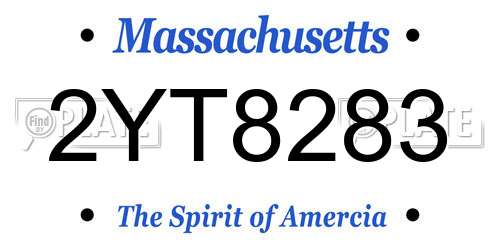 2YT8283 Massachusetts License Plate