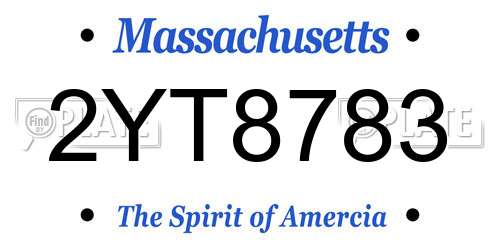 2YT8783 Massachusetts License Plate